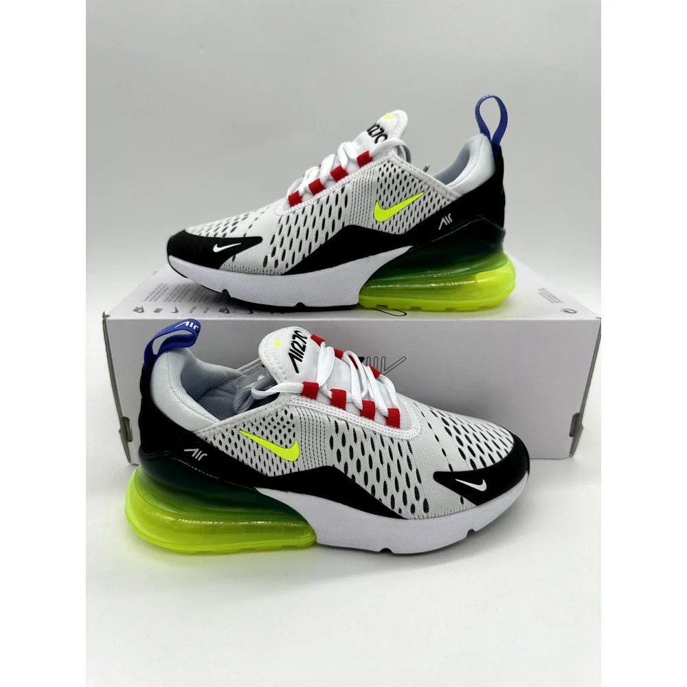 Nike Air Max 270 Women’s Size 5.5 White Black Neon Running Shoes New AH6789 116